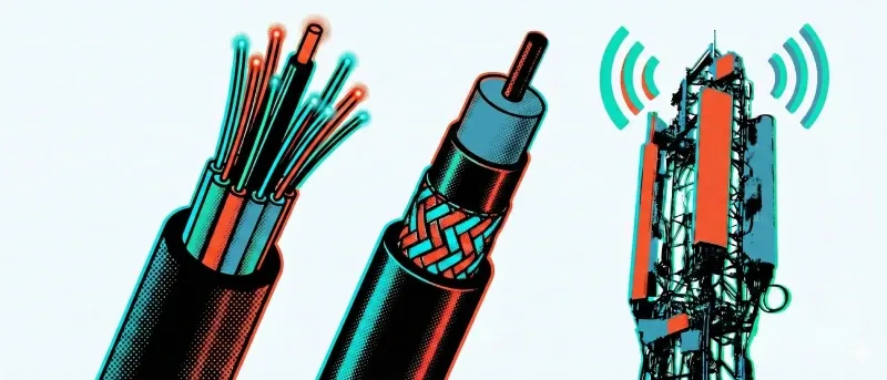 Fiber cable, coaxial cable, and a 5g tower